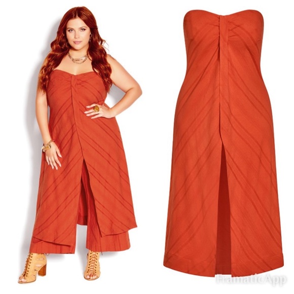 NWT CITY CHIC Textured Longline Split Front Escape Top - Chilli Red - Picture 1 of 13